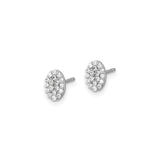 14k White Gold Oval Stud Earrings with Round Diamond Cluster Pavé Setting for Women