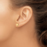 14k Yellow Gold Triangle Stud Earrings, Minimalist Geometric Style, Unisex Design
