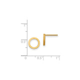 14k Yellow Gold Stud Earrings, Open Circle Minimalist Geometric Design for Women