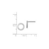 14k White Gold Open Circle Stud Earrings, Minimalist Geometric Design for Women