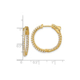 14k Yellow Gold Hoop Earrings with Diamond Cut Finish and Prong Set Cubic Zirconia