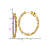 14k Yellow Gold Hoop Earrings with Diamond Accent, Zigzag Textured Design, Medium Oval Shape