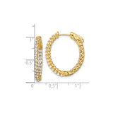 14k Yellow Gold Hoop Earrings with Cubic Zirconia, Filigree Detailing, Classic Design for Women