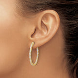 14k Yellow Gold Hoop Earrings with Cubic Zirconia and Scroll Detailing for Women