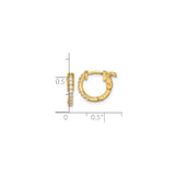14k Yellow Gold Hoop Earrings with Diamond, Dragon and Sword Motif, Medieval Fantasy Style