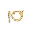 14k Yellow Gold Hoop Earrings with Cubic Zirconia, Scrollwork Pattern, Vintage Style
