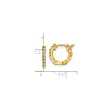 14k Yellow Gold Hoop Earrings with Cubic Zirconia, Scroll Design, High Polish Finish