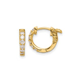14k Yellow Gold Dragon Hoop Earrings with Cubic Zirconia, Asian-Inspired Symbol of Strength and Protection