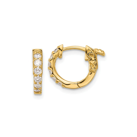 14k Yellow Gold Dragon Hoop Earrings with Cubic Zirconia, Asian-Inspired Symbol of Strength and Protection
