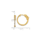 14k Yellow Gold Hoop Earrings with Diamond Accents, Ornate Scroll Design, Hinged Style