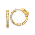 14k Yellow Gold Hoop Earrings with Round Cut Diamonds, Channel Setting and Scroll Design