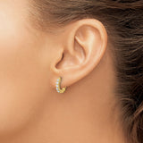 14k Yellow Gold Hoop Earrings with Diamond Accents, Intricate Scroll Design