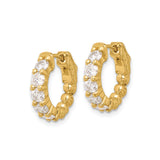 14k Yellow Gold Hoop Earrings with Cubic Zirconia, Classic Round Prong-Set Design for Women