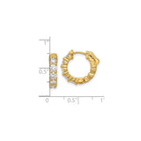 14k Yellow Gold Hoop Earrings with Cubic Zirconia, Classic Round Prong-Set Design for Women