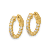 14k Yellow Gold Hoop Earrings with Round Cut Diamonds, Channel Setting, Vintage Inspired