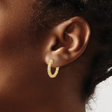 14k Yellow Gold Hoop Earrings with Round Cut Diamonds, Channel Setting, Vintage Inspired