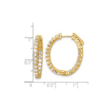 14k Yellow Gold Diamond Hoop Earrings with Inside-Out Pave Design, Classic Round Style for Women
