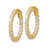 14k Yellow Gold Hoop Earrings with Cubic Zirconia, Inside-Out Prong Set Style for Women