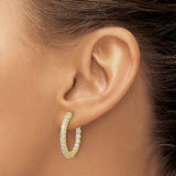 14k Yellow Gold Hoop Earrings with Cubic Zirconia, Inside-Out Prong Set Style for Women