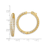 14k Yellow Gold Hoop Earrings with Cubic Zirconia, Inside Out Prong Set Round Cut Style