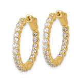 14k Yellow Gold Hoop Earrings with Cubic Zirconia, Inside-Out Prong Set, Scroll Design
