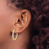 14k Yellow Gold Hoop Earrings with Cubic Zirconia, Inside-Out Prong Set, Scroll Design