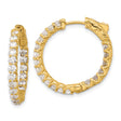 14k Yellow Gold Hoop Earrings with Cubic Zirconia, Inside-Out Prong Set, Scroll Design