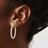 14k Yellow Gold Hoop Earrings with Cubic Zirconia, Inside-Out Full Circle Design for Women