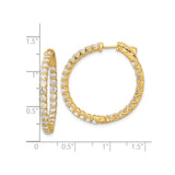 14k Yellow Gold Hoop Earrings with Cubic Zirconia, Inside-Out Full Circle Design for Women