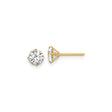 14k Yellow Gold Stud Earrings with Round Cut Cubic Zirconia, Solitaire Minimalist Style