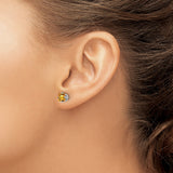 14k White Gold Citrine Stud Earrings, Princess Cut Square November Birthstone Jewelry