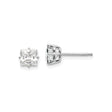 14k White Gold Stud Earrings with Princess Cut Cubic Zirconia, Classic Solitaire Design