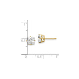14k Yellow Gold Stud Earrings with Clear Cubic Zirconia, Princess Cut, Minimalist Geometric Design