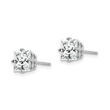 14k White Gold Stud Earrings with Square Princess Cut Cubic Zirconia, Four-Prong Setting