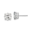 14k White Gold Stud Earrings with Princess Cut Cubic Zirconia, Classic Square Design
