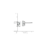 14k White Gold Rectangular Stud Earrings with Cubic Zirconia, Radiant Cut Solitaire Style