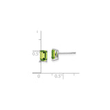 14k White Gold Peridot Stud Earrings, Emerald Cut with Modern Prong Setting for Women