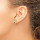 14k White Gold Stud Earrings with Emerald Cut Citrine, November Birthstone Jewelry