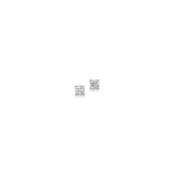 14k White Gold Square Stud Earrings with Nine Princess Cut Diamonds per Earring