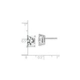 14k White Gold Cubic Zirconia Stud Earrings, Princess Cut, Four-Prong Setting, Minimalist Style