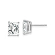 14k White Gold Cubic Zirconia Stud Earrings, Princess Cut, Four-Prong Setting, Minimalist Style