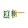 14k Yellow Gold Stud Earrings with Emerald Cut Green Quartz, Octagon Shape Jewelry for Women