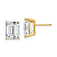 14k Yellow Gold Emerald Cut Cubic Zirconia Stud Earrings in Prong Setting for Women