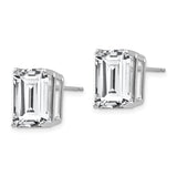 14k White Gold Stud Earrings with Emerald-Cut Cubic Zirconia, Classic Minimalist Design for Women