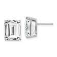 14k White Gold Stud Earrings with Emerald-Cut Cubic Zirconia, Classic Minimalist Design for Women