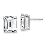 14k White Gold Stud Earrings with Emerald-Cut Cubic Zirconia, Classic Minimalist Design for Women