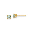 14k Yellow Gold Stud Earrings with Light Green Quartz, Classic Four Prong Setting