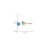 14k Yellow Gold Stud Earrings with Swiss Blue Topaz, Classic Prong Setting