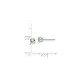 14k White Gold Stud Earrings with Round Light Green Quartz, Minimalist Gemstone Design