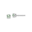 14k White Gold Stud Earrings with Round Light Green Quartz, Minimalist Gemstone Design
